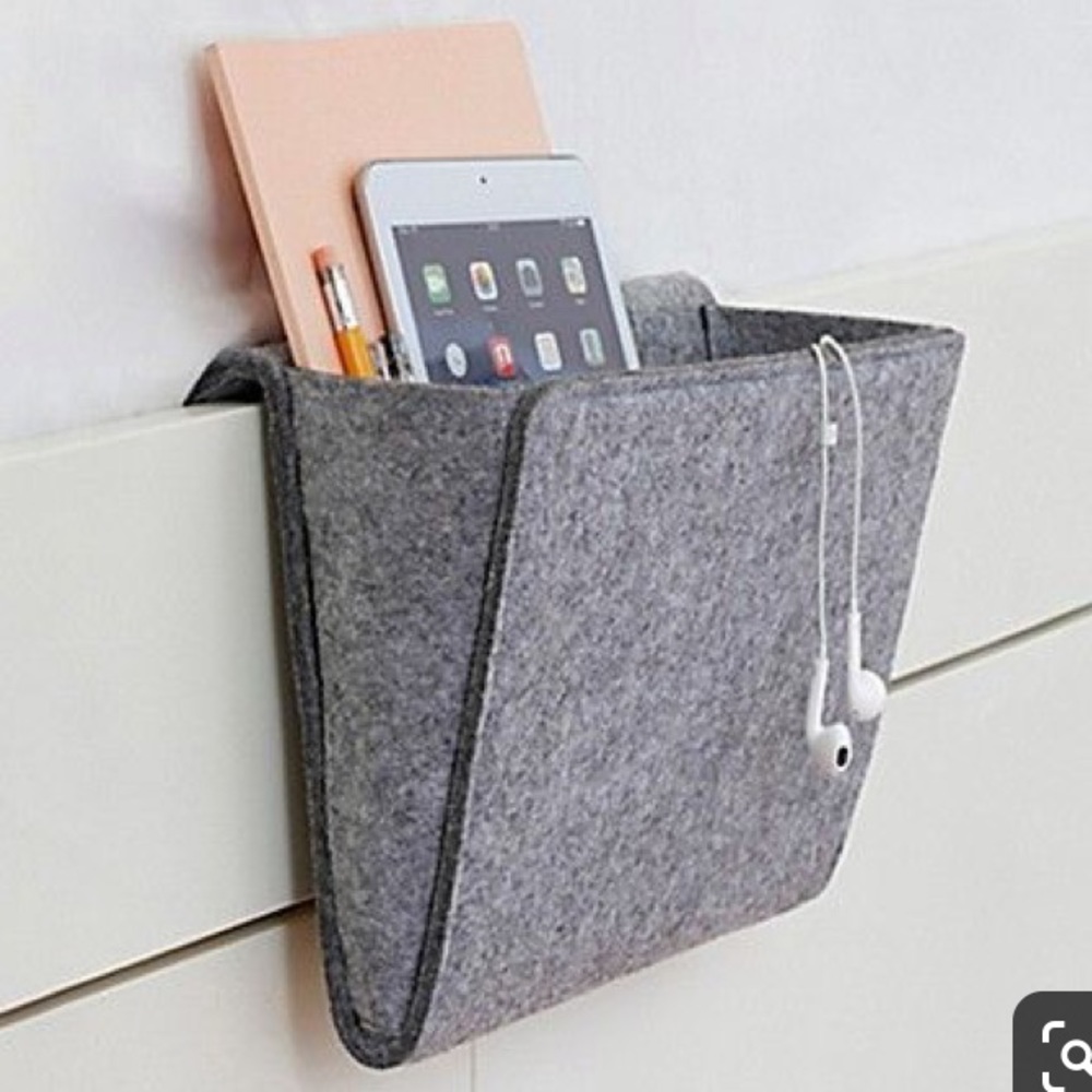 Felt bed caddy super helpful in a dorm!